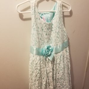 Girls 7 Jessica Ann Blue n white lace spring dress
